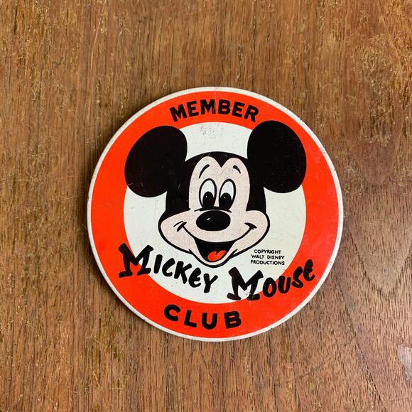 Vintage large Mickey Mouse Club Member Pin Back Made in Japan Badge - Picture 1 of 5
